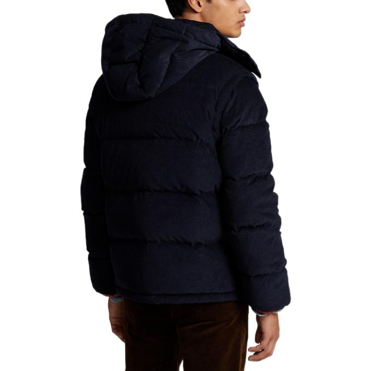 Polo Ralph Lauren FW22 Logo Embroidered Corduroy Detachable Hood Down Jacket Men Jacket Blue MNPOOTW16020891-410