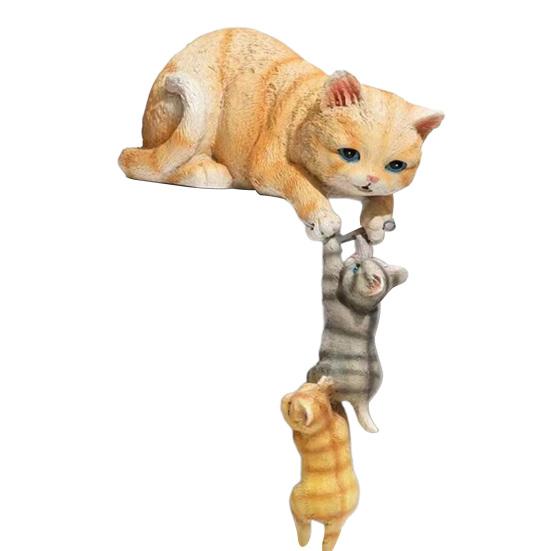 Cats Resin Sculpture Mother Cat And Kittens Figurine Desk Edge Decoration Cat Statue