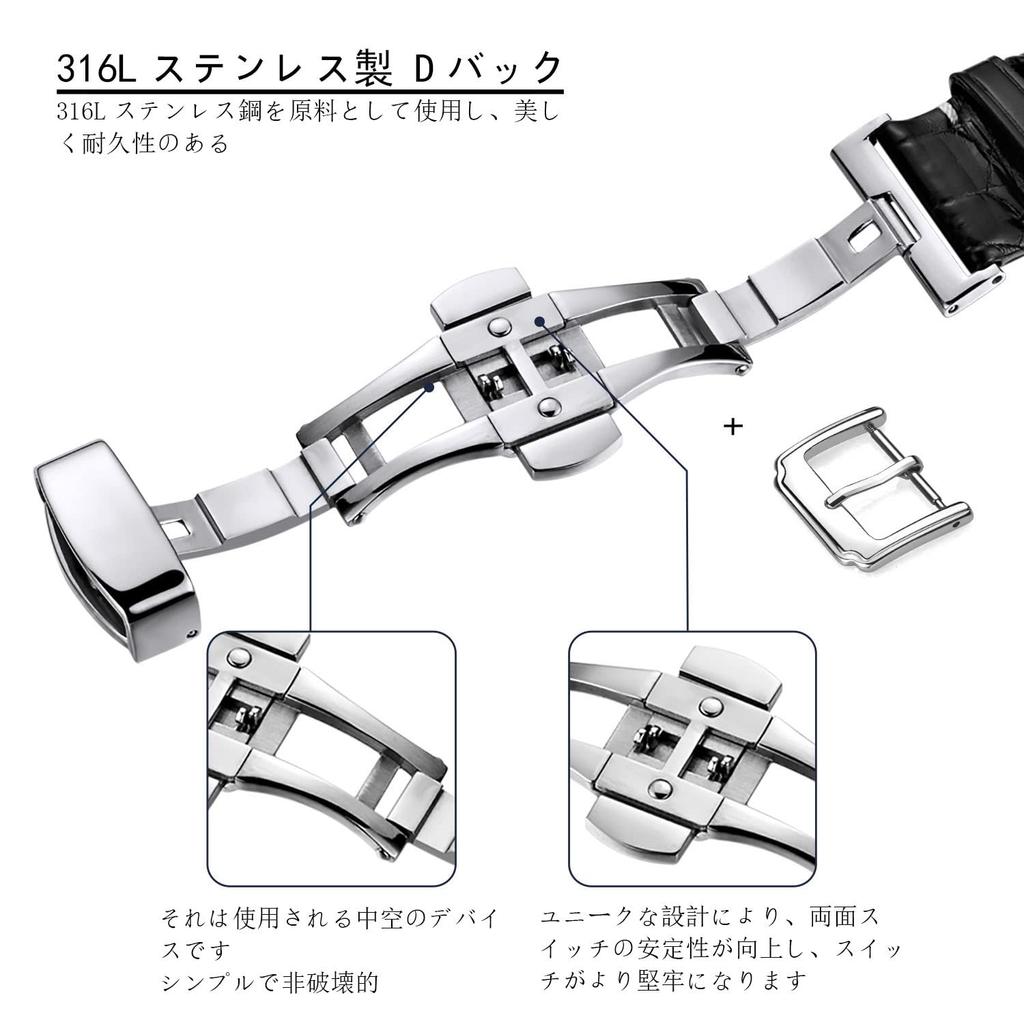 Ремешок для часов из натуральной кожи крокодила, D-образная пряжка, 18 мм, 19 мм, 20 мм, 21 мм, 22 мм, 23 мм, 24 мм, ремешок из крокодиловой кожи, ремешок из крокодиловой кожи