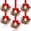 1/2pcs Christmas Wreaths Ribbon Bow Red Fruits Pinecone Kitchen Cabinet Wreath Door Hanging Wall Party Festival Home Decoration