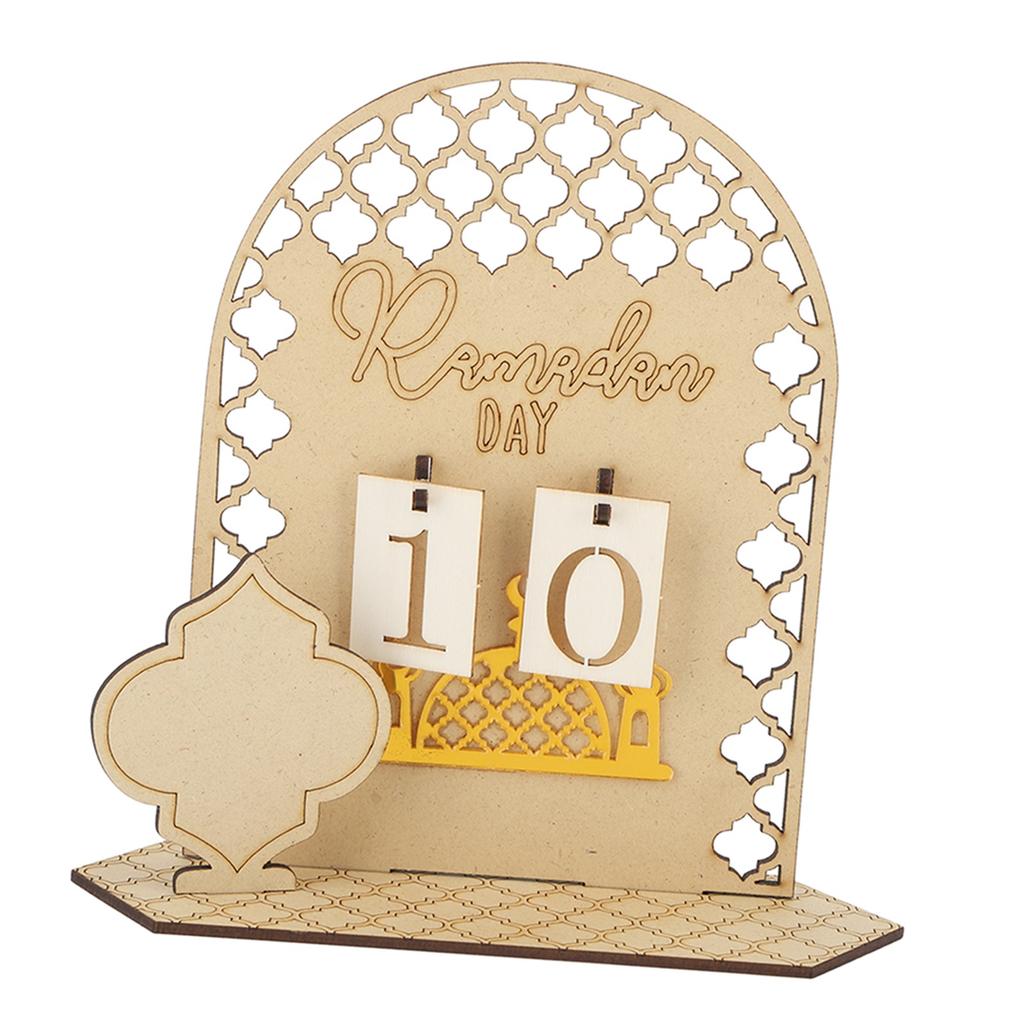 Ramadan Countdown Calendar Wooden Decorative Ornament DIY Eid Calendar for Home Party Holiday Type