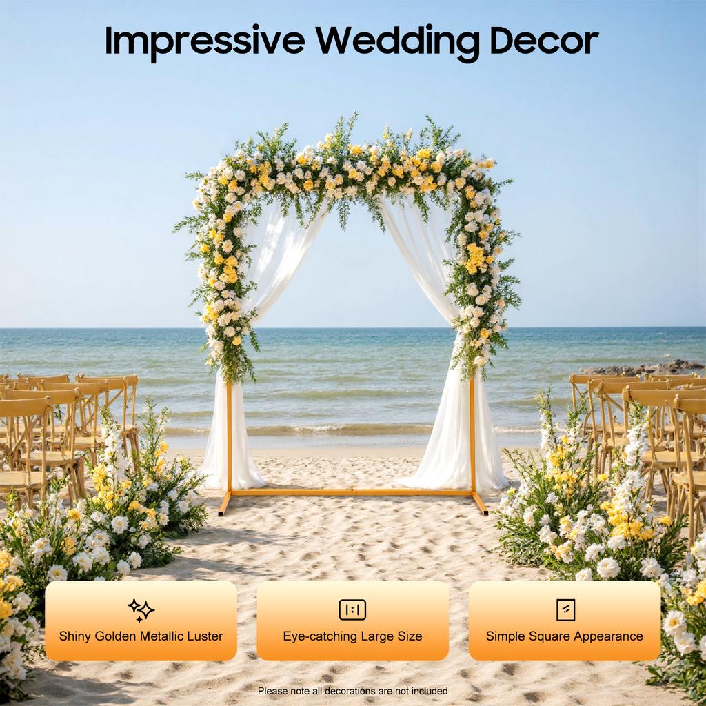 Large 6.6FT Gold Wedding Arch Stand Iron Backdrop for Wedding Party DIY Decor Anniversary Photo Booth