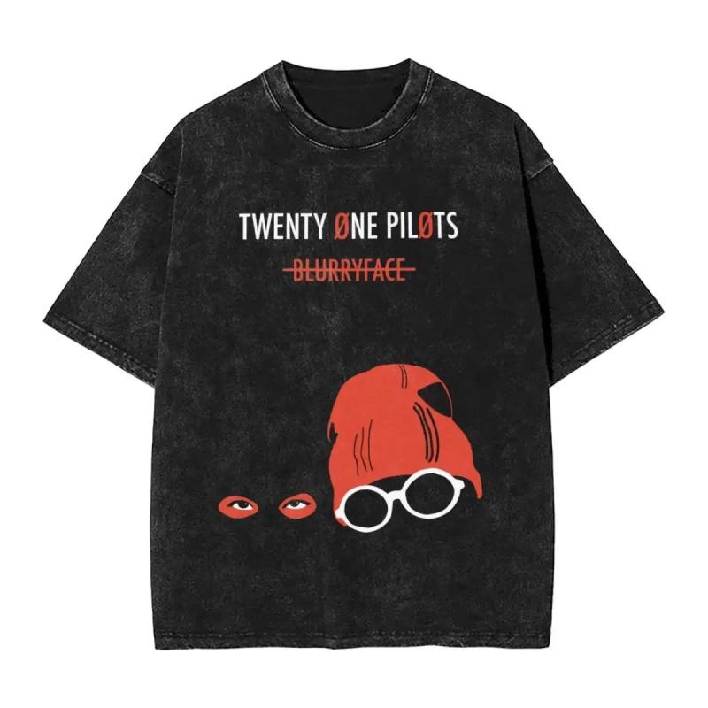Twenty One Pilots Женская Мужская Унисекс Харадзюку Хлопковая Оверсайз Футболка С Коротким Рукавом Топы Футболки Стиранная Печать Штамповка Футболка