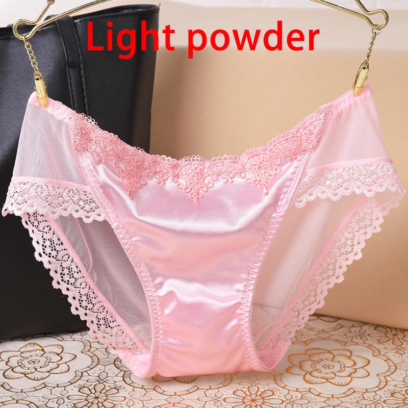 8Colors Breathable Seamless Underwear Fashion Lace Silk Cotton Women Sexy Lace Briefs Female