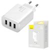 Сетевое зарядное устройство Baseus Compact Quick Charger, 3X USB, 17 Вт (Белый)