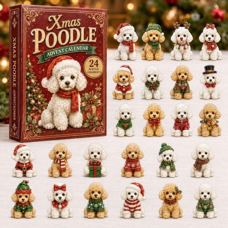 2026 Dog-Themed Christmas Advent Calendar Acrylic Blind Box Gift Kids Adults Decorative Hanging Ornament