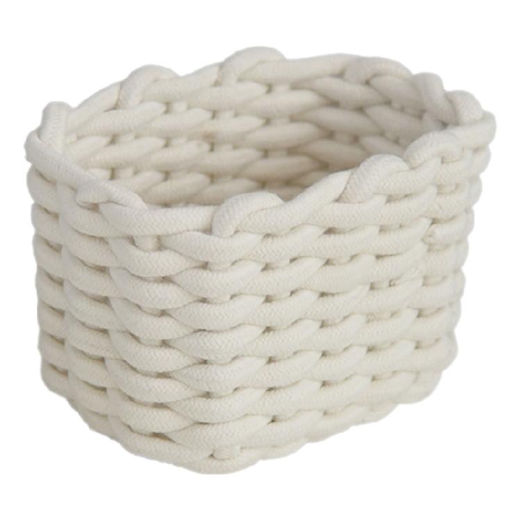 Handwoven Cotton Rope Makeup Holder Decorative Desktop Storage Basket Multipurpose Bedroom Organizer for Cosmetics