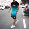 Men's T-shirt 3D Printed Gradient Suit Leopard Print Summer Comfortable Versatile Round Neck Top Shorts Casual Two-piece Set