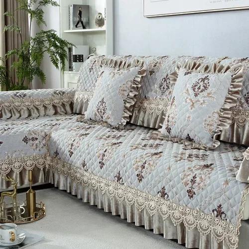 Универсальная большая юбка Four Seasons, чехол для дивана, европейский стиль, нескользящий коврик для дивана, роскошная кружевная подушка для гостиной, полотенце для дивана