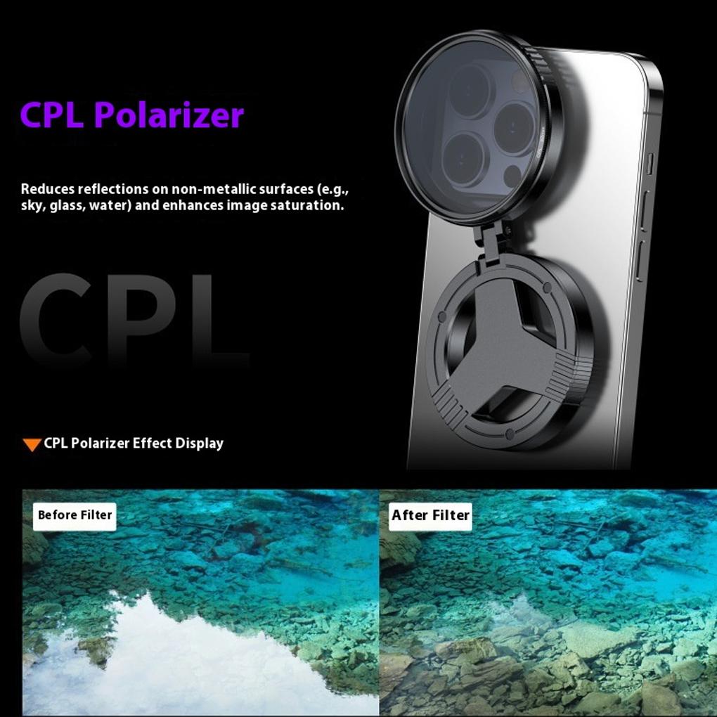 52mm CPL Polarizer Filter Magnetic Holder For iPhone 17 16 15 Pro Max Plus Android Smartphone for Vlogging Filter Stand Bracket