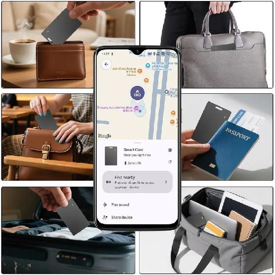 Android Wallet Tracker Card Waterproof– Rechargeable Air Tag for Google Find My Device (Not for IOS/Huawei), Wireless Charging