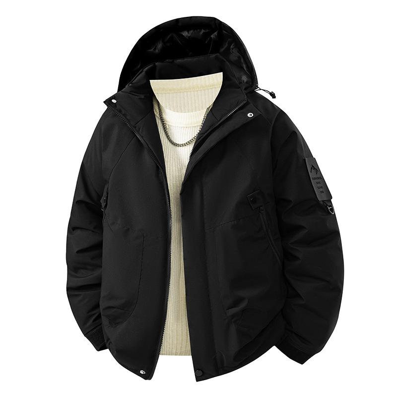 Winter new outdoor graphene heated jacket, men's cotton jacket, hooded windproof cotton jacket, fleece-lined thickened cold-resistant jacket