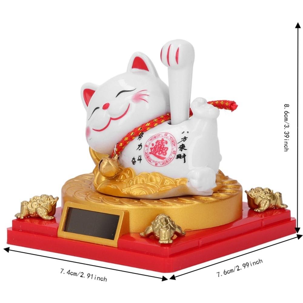 2.91x2.99x3.39in Solar Waving Lucky Cat Ornament Entryway Indoor Statue