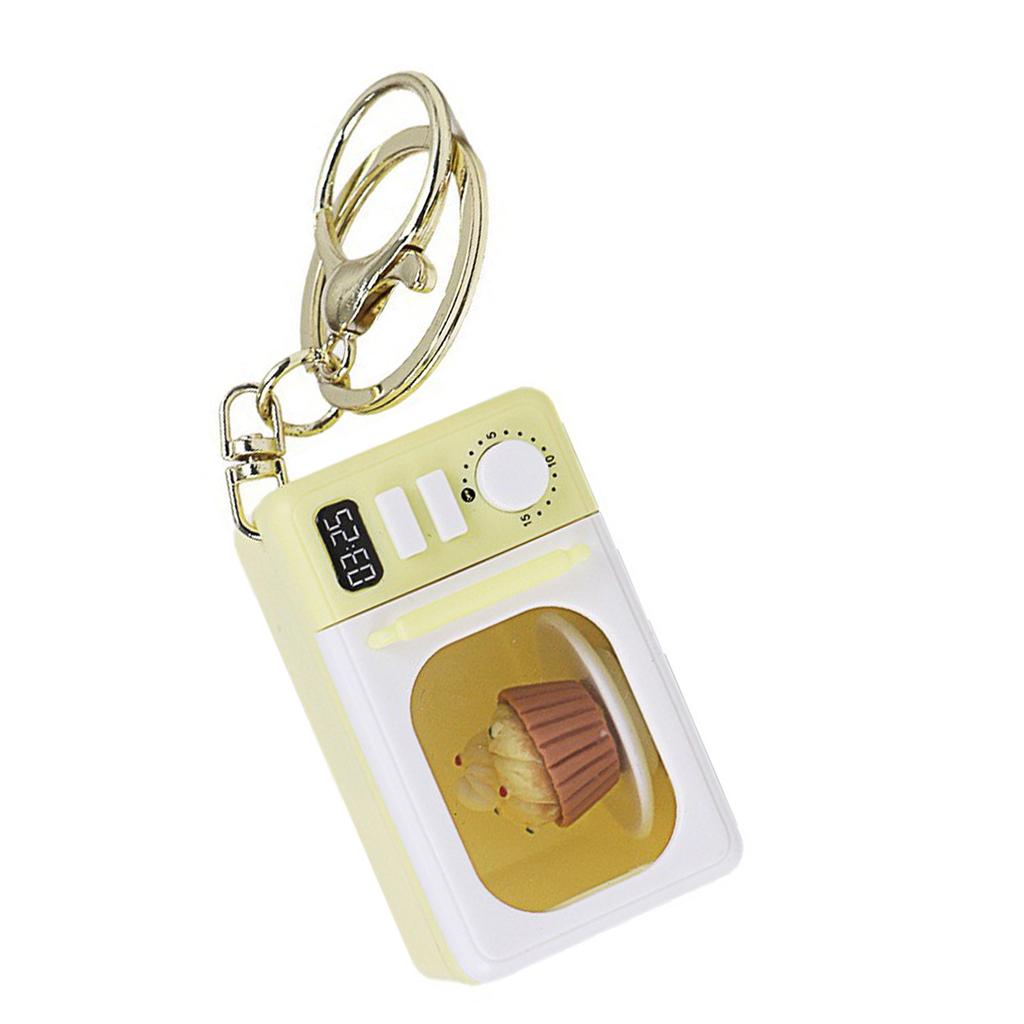 Creative Microwave Keychain Interactive Children's Toy with LED Light Sound Effects Gold Lobster Clasp for Kids Adults