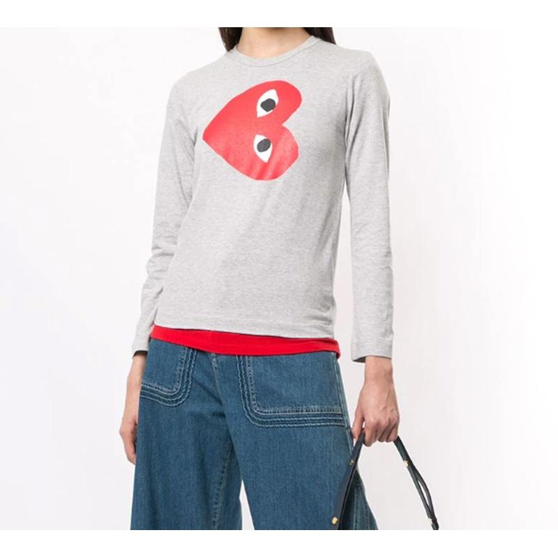Comme des Garçons PLAY (WMNS) COMME des GARCONS PLAY Женская футболка с логотипом-сердечком сбоку 'Серый' AZ-T267-051