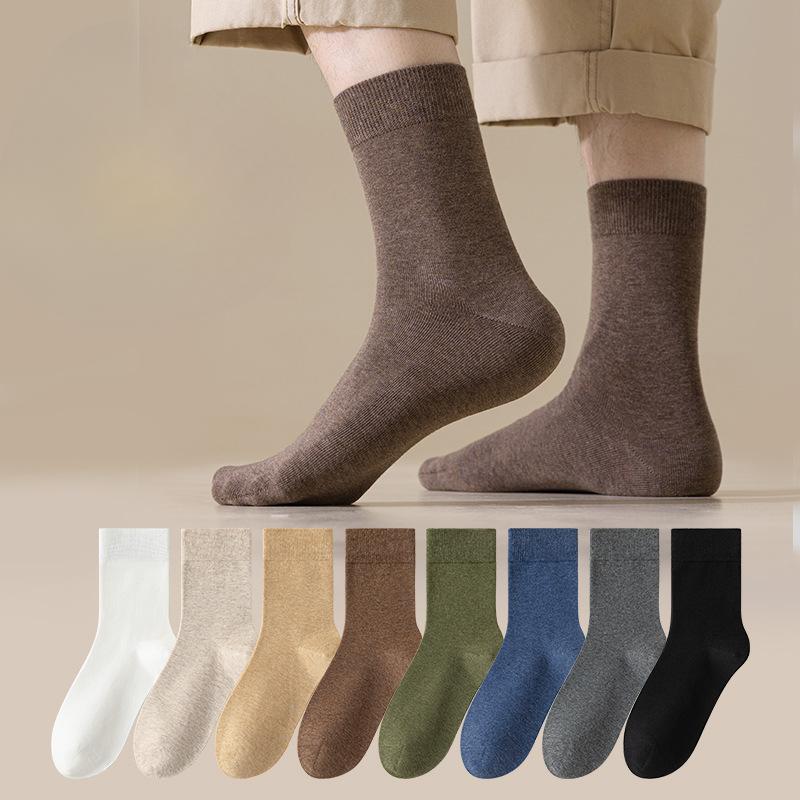 Men's Pure Cotton Mid-calf Thick Socks for Autumn and Winter, Warm, Deodorizing, Sweat-absorbing, Antibacterial, Anti-pilling Sports Long Calf Socks