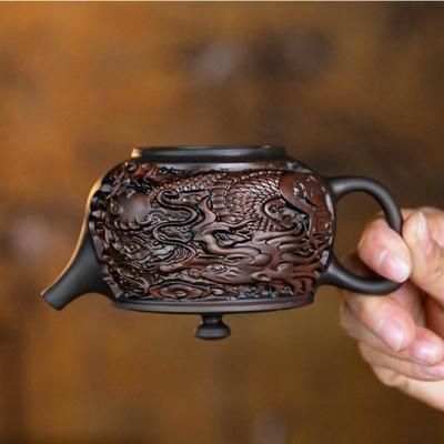 Фиолетовый керамический вращающийся горшок, керамический чайник для кунг-фу, одинарный чайник, устройство для заваривания чая пуэр, чайные наборы, китайский чайник