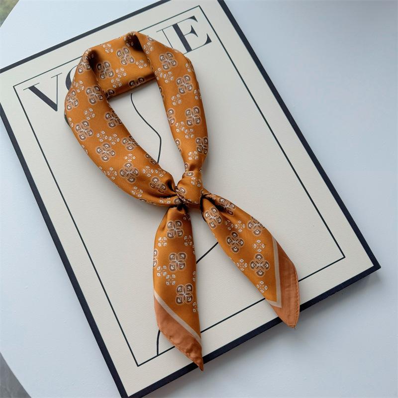 New Hundred Hundred Satin Letter Print Neckerchief 70×70 Silk Scarf Small Square Scarf High Sense of French Scarf
