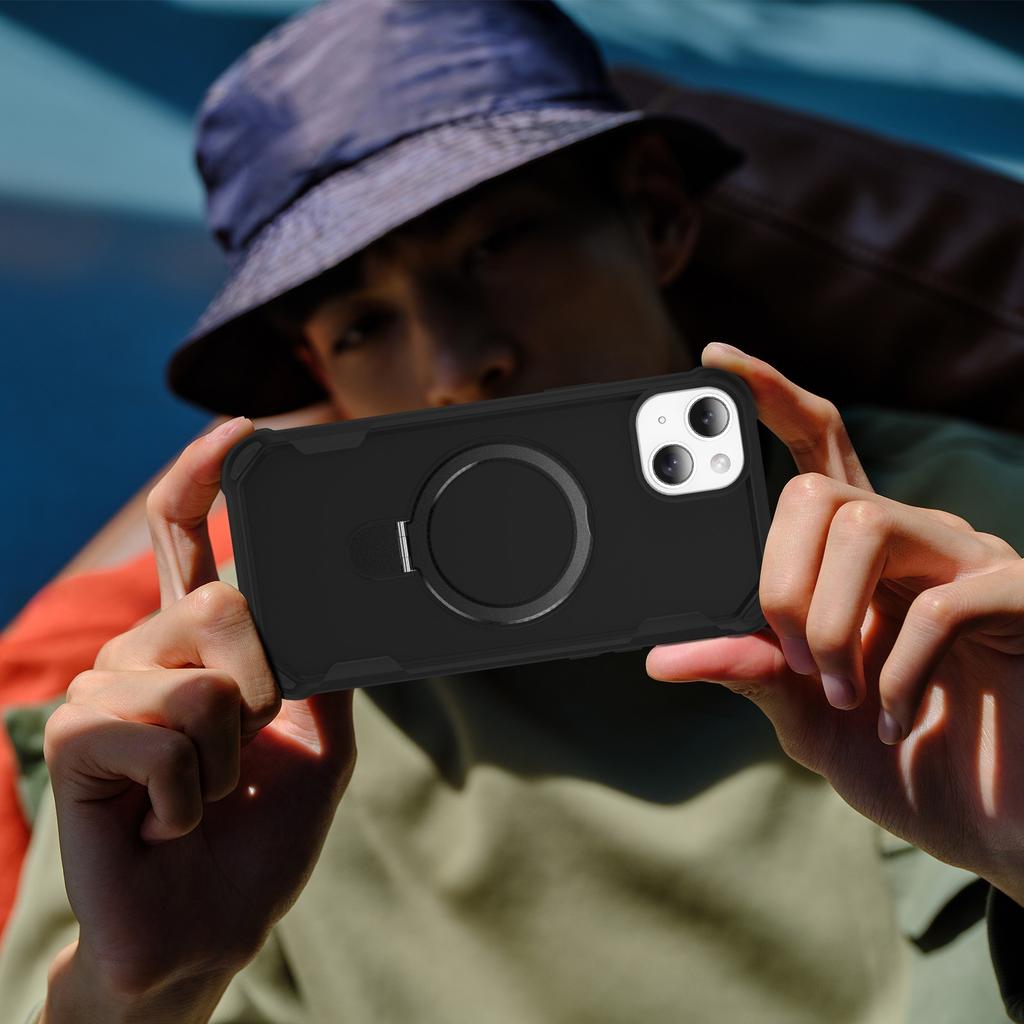 For iPhone 13 Case Compatible with MagSafe Kickstand TPU+PC Shockproof Phone Back Cover