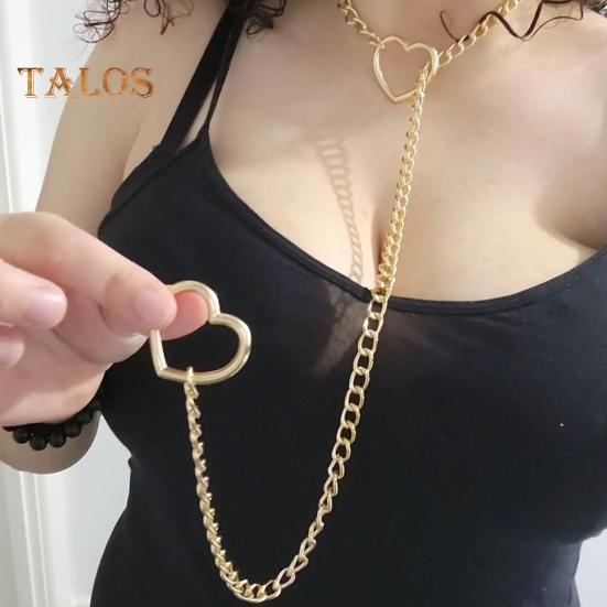 Lady Necklace Heart Pendant Adjustable Gothic Hip Hop Rock Star Singer Neck Jewelry Stainless Steel Club Party Necklace