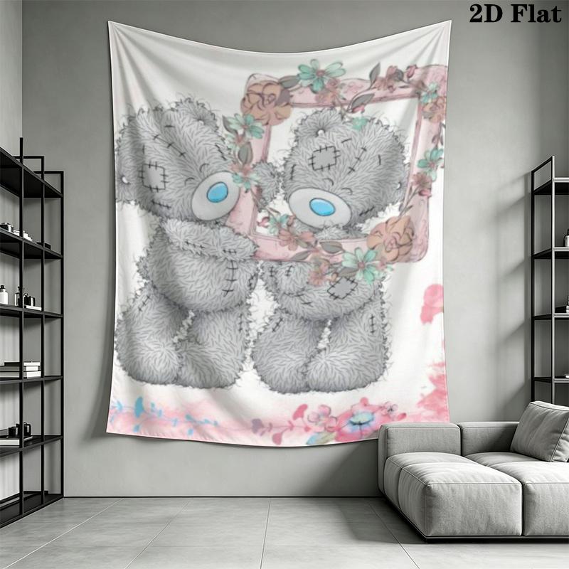 Tatty Teddy Wall Tapestry Aesthetic Wall Hanging Printed Fabric Blanket Decorative Tapestries for Bedroom Living Room Home Decor