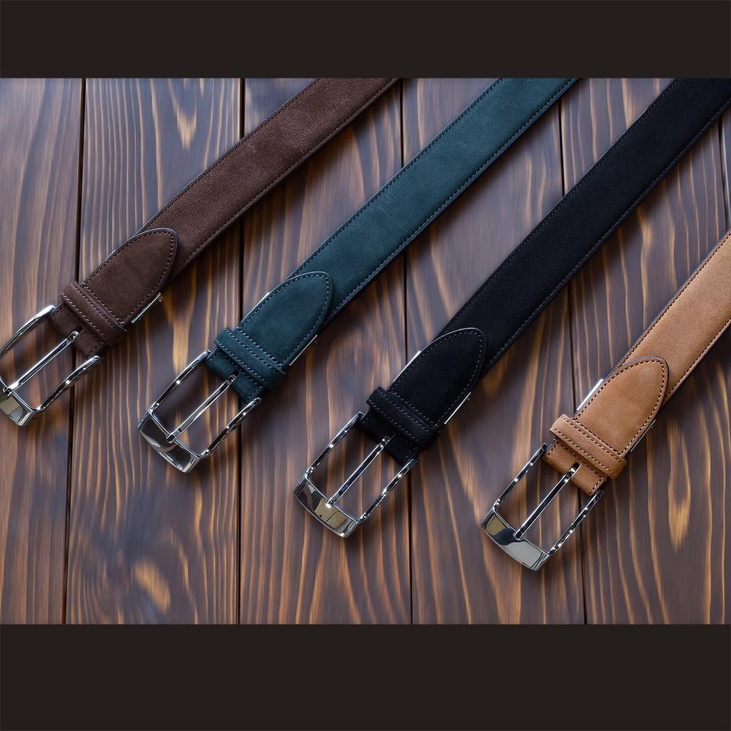 TAVARAT Натуральная кожа Сделано в 35 мм Нубук и Химедзи Регулируемый размер Мужской ремень, Япония, Кожа, (военно-морской флот)