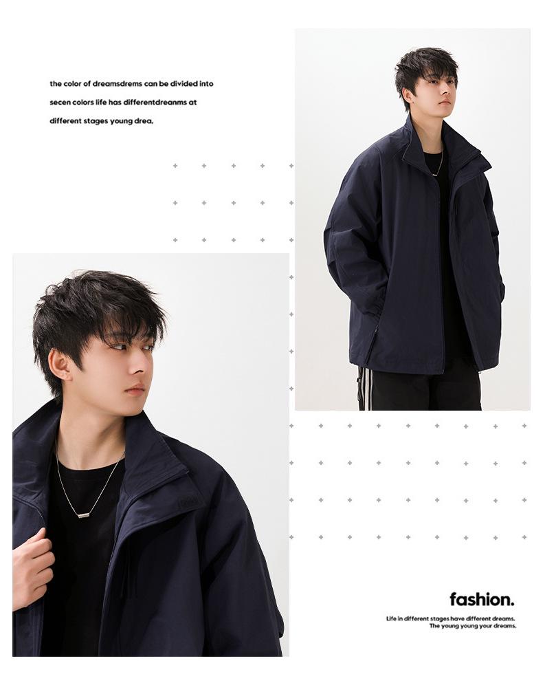 Men's Retro Bad Boy Loose Fit Stand Collar Windbreaker - Spring 2026 Outdoor Mountain Style Jacket