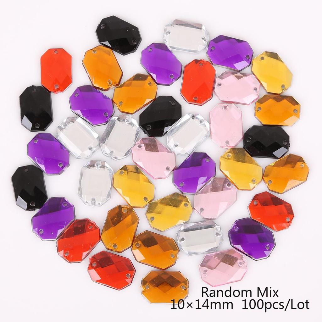100 шт./пакет, стразы для шитья с плоской задней частью, пришивные кристаллы, камни, акриловые бусины, стразы для рукоделия, украшения для скрапбукинга