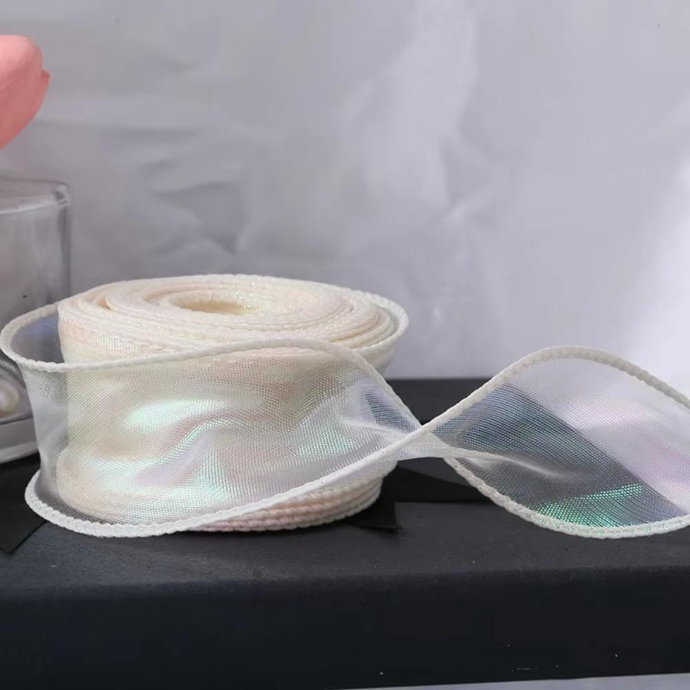 40MM Reflective Iridescent Wavy Edge Ribbon Gradient/Pleats/Magic/Gold Edge DIY Decor