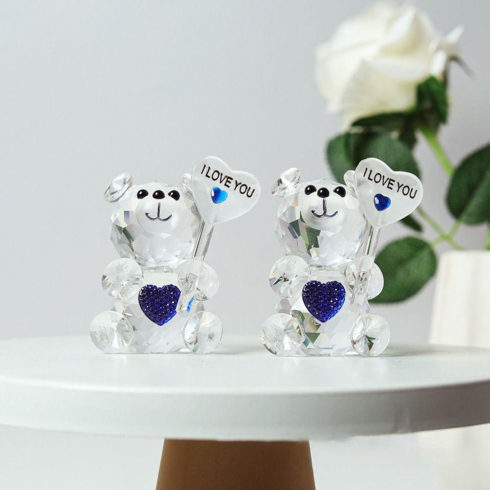 Креативная хрустальная фигурка медведя с надписью «Я люблю тебя» Украшение для рабочего стола Подарок для подружки невесты