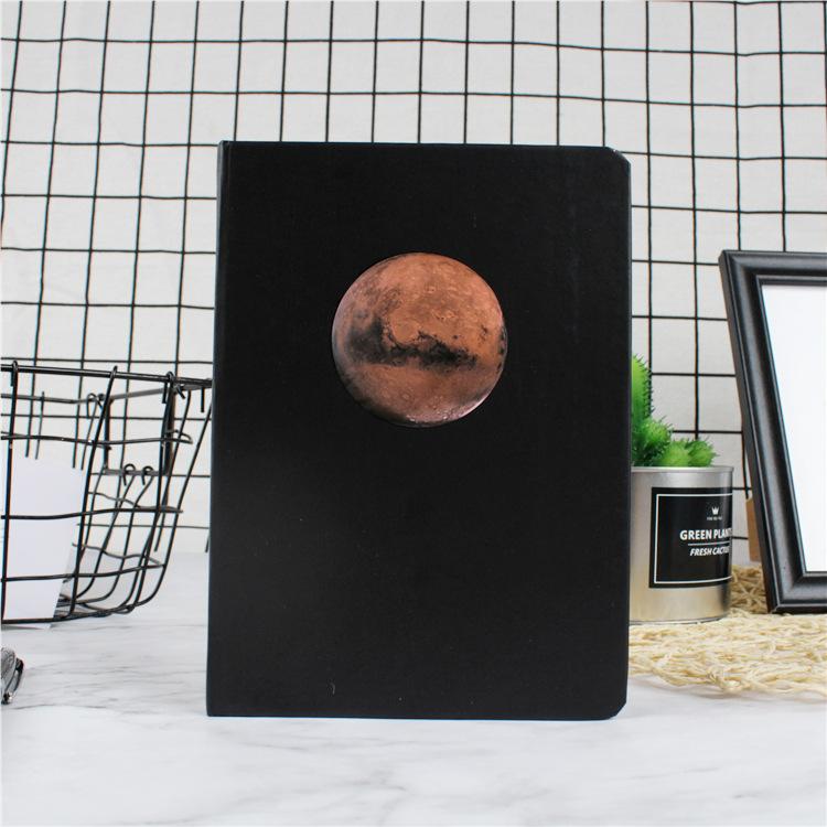 A5 Creative Hardcover Notebook,Planetary Series Cover All Black Cardboard 96sheets/Book,Writing Diary Office Study Supplies