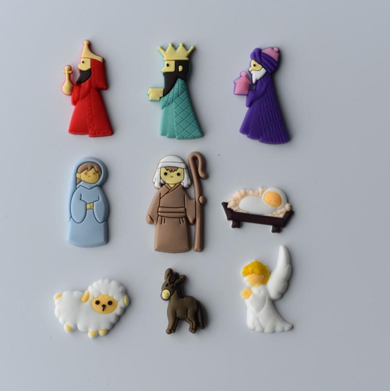 9Pcs/Set Christmas Jesus Set Patch DIY Handmade Cartoon PVC Mini Phone Case Jewelry Stickers Xmas Party Accessories