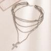 Full Diamond Cross Pendant Necklace Light Luxury Premium Accessories Female Personality Stacked Collarbone Chain