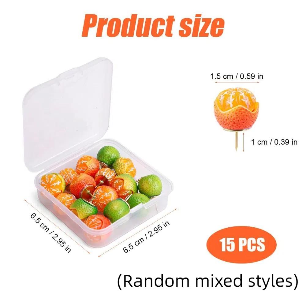 15 шт. Креативные канцелярские кнопки в виде фруктов, 3D кнопки-гвоздики, декоративные кнопки, офисные и школьные принадлежности