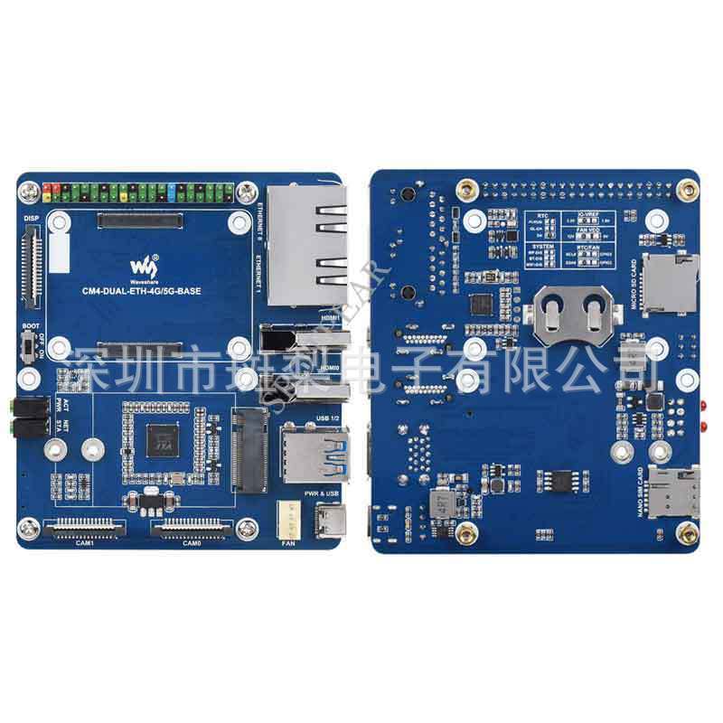 Базовая плата Raspberry Pi CM4 с USB 3.0, двумя гигабитными Ethernet и расширением 5G/4G.