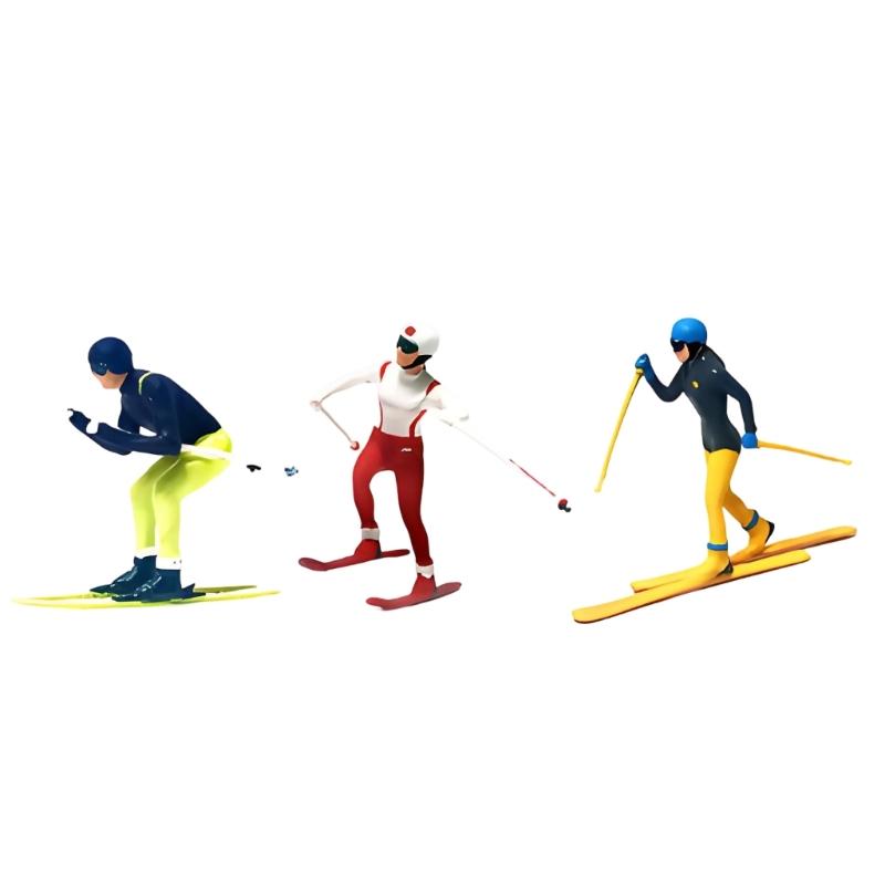 1:64 Scale Hand Painted Figure Miniature People for Dioramas Props,Photography Collector Skiing People Figure Models