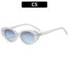 Trendy Small Frame Oval Cat Eye Sunglasses for Men Women Candy Gradient Lens Transparent White Fashion Versatile Sunglasses