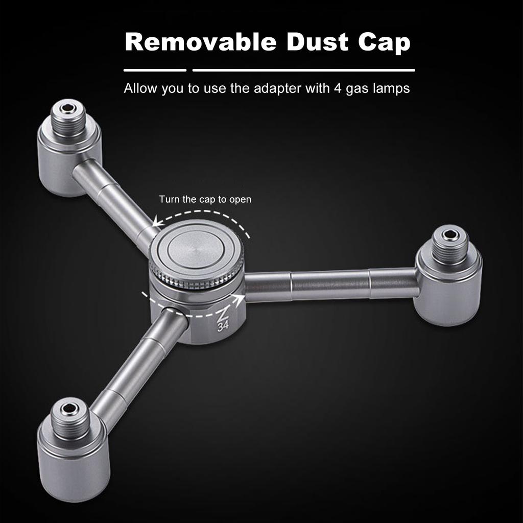 Camping Gas Tank Connector 1 to 4 Outdoor Gas Tank Adapter with Extension Rod for Gas Lamps