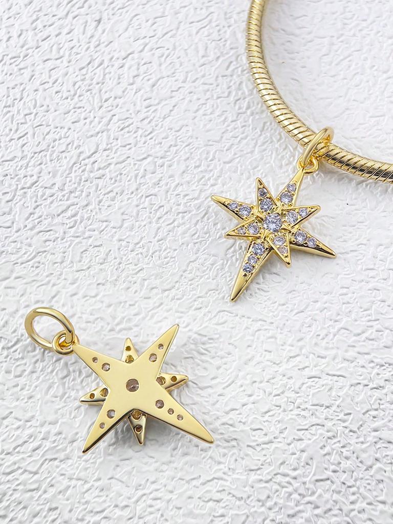 Шарм-бусина 'Солнце, Звезды и Луна' Медное покрытие Подходит для шармов Медь Оригинальный Браслет Для Изготовления Украшений DIY Шарм