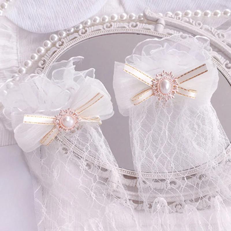 Лолита сетчатые банты цветы кружевные перчатки черно-белые кружевные перчатки Лолита кружевные рукава косплей украшения