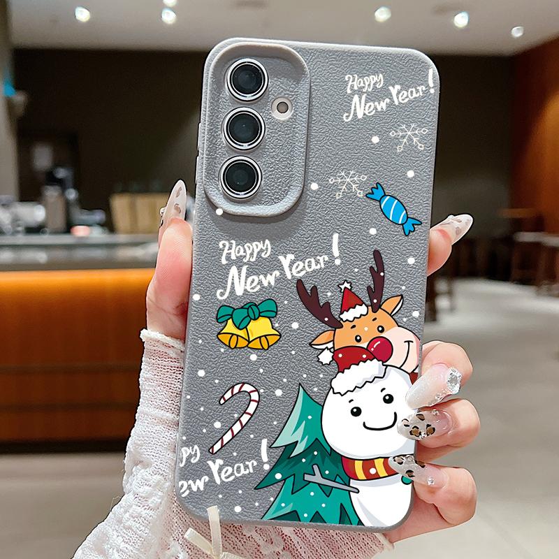 С Новым Годом Чехол для Телефона для Samsung Galaxy A56 A16 A17 A36 A26 A55 A15 A25 A54 5G S25 S24 S22 Ultra S24 S23 FE Мягкая TPU Обложка