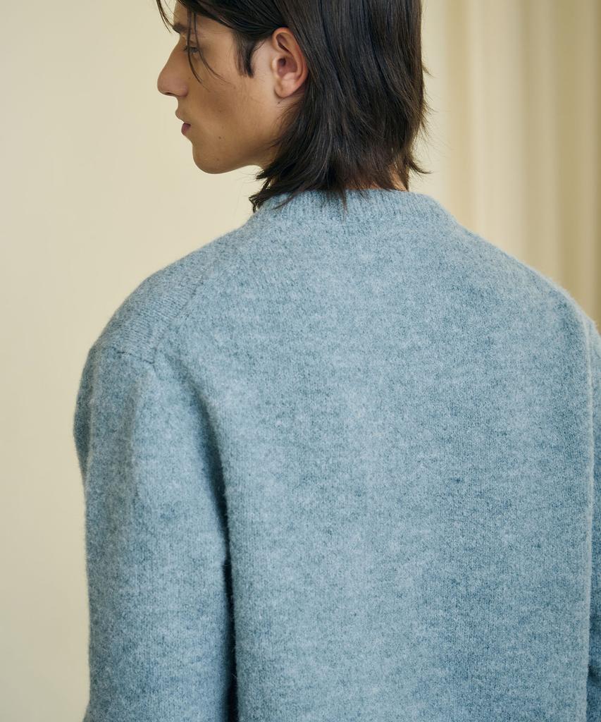 DRAW FIT Wool Blend Hairy Knit [Sky Blue]