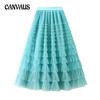 Spring and Autumn Women's Mesh Cake Halter Skirt Women's Skirt Fairy Saree Pleated Long Skirt
