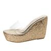 Fashion Eilyken Summer Golden Silver Platform Wedges Slippers Women Street Style PVC Transparent Jelly Shoes High Heels Sandals