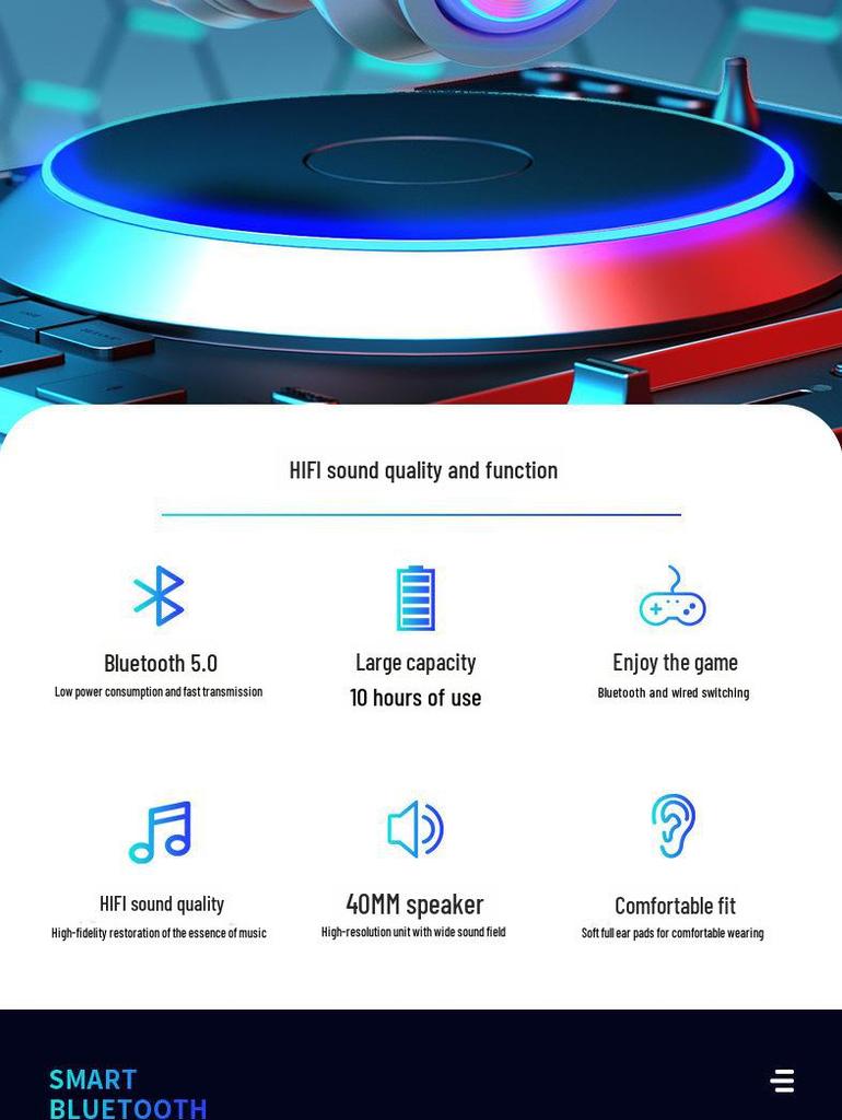 B39 Luminous Bluetooth Headset: High-Value, Head-Mounted, Wireless with Ultra-Long Battery Life