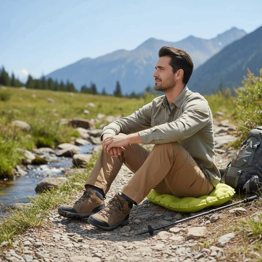 Foldable Inflatable Seat Cushion Waterproof Camping Chair Pad Travel Chair Cushion Camping