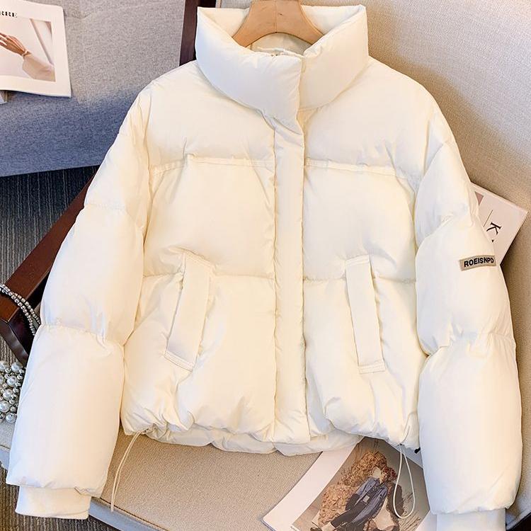 Women's Short Cotton Coat with Bread Pattern, Thickened Winter Jacket, Simple and Stylish Outerwear