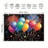 2D Black Background Colorful Balloon Fireworks New Year Party Decor Banner