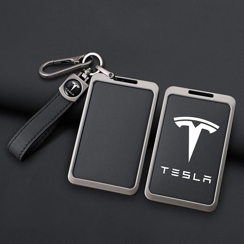 NJUT5 For Tesla Model 3 Model Y Fashion Zinc Alloy Car Smart NFC Card Key Case Cover Shell Keychain Protection Auto Styling Accessory