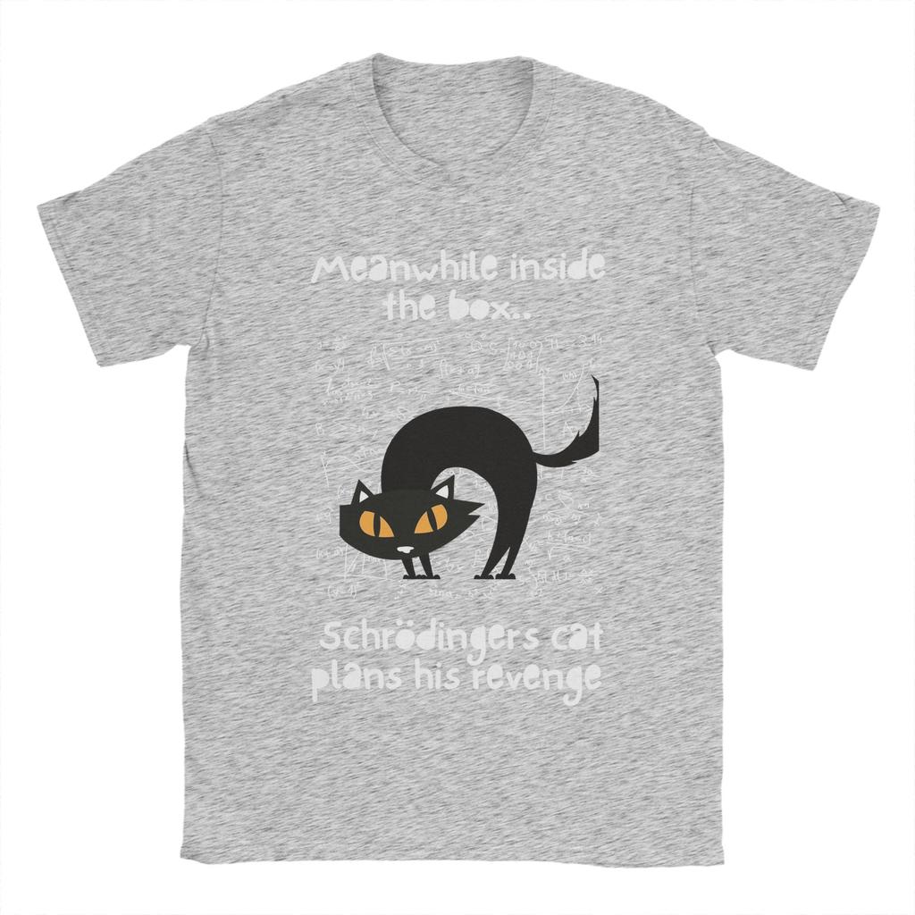 Mens Schrodingers Cat Revenge T Shirt Pure Cotton Clothing Crazy Short Sleeve Round Neck Tees Gift Idea TShirts